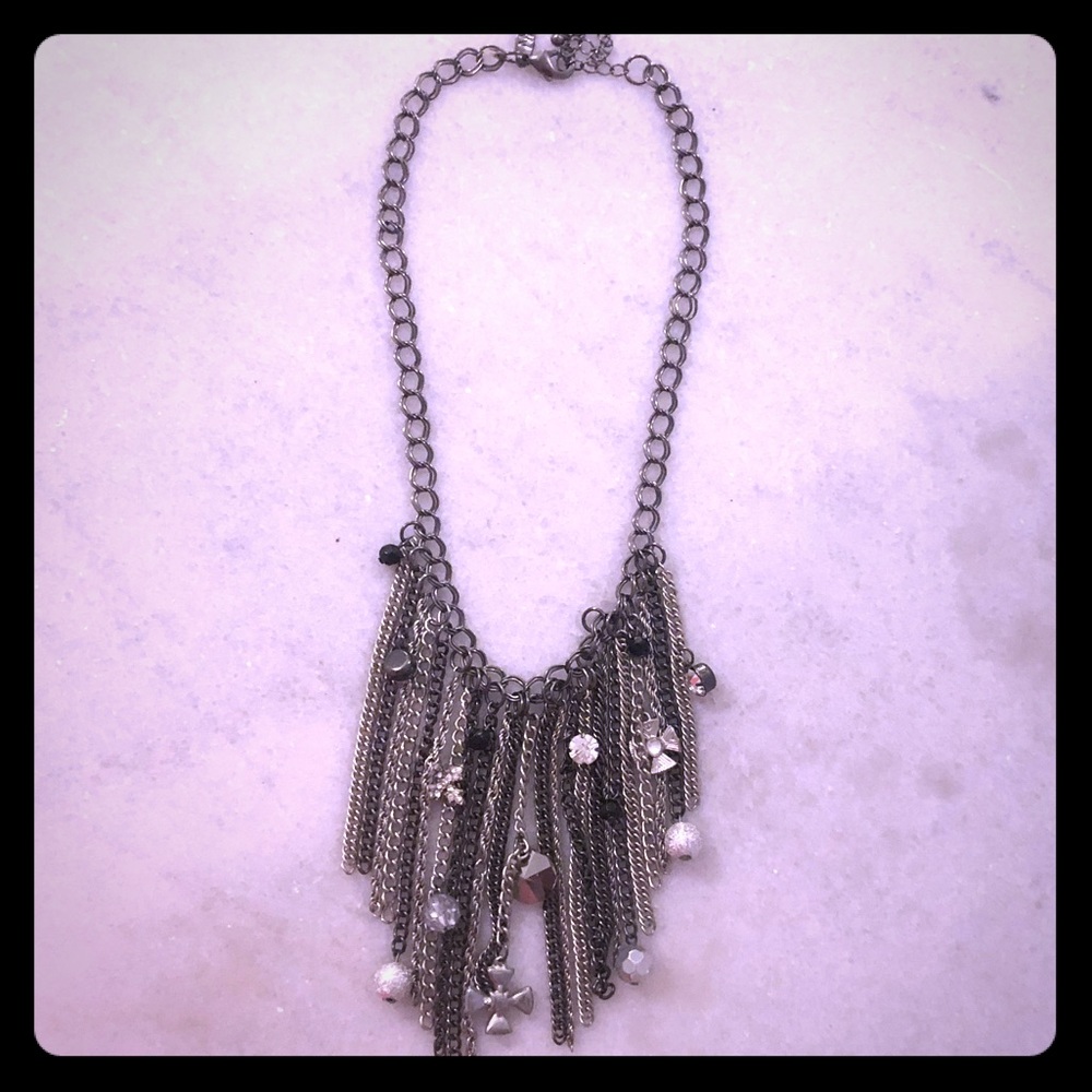 Silver and Black Statement Necklace